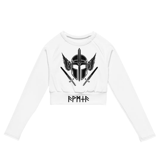 Athena: White Long-sleeve crop top